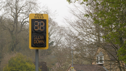 speed indicator display activated by vehicles passing and flashing your speed slow down