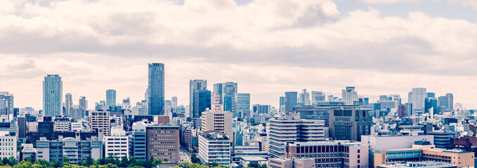 Panorama view of Osaka cityscape , Osaka, Japan
