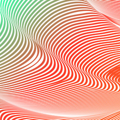 Abstract acid color wavy background, optical art, opart striped. Neon gradient