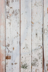 Texture of white painted wooden old fence boards