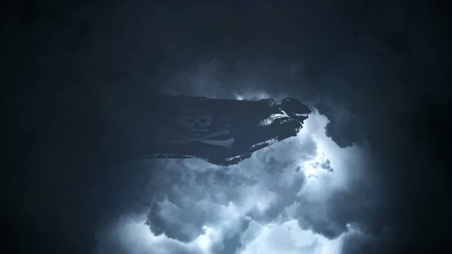 Jolly Roger Pirate Flag and Lightning Storm