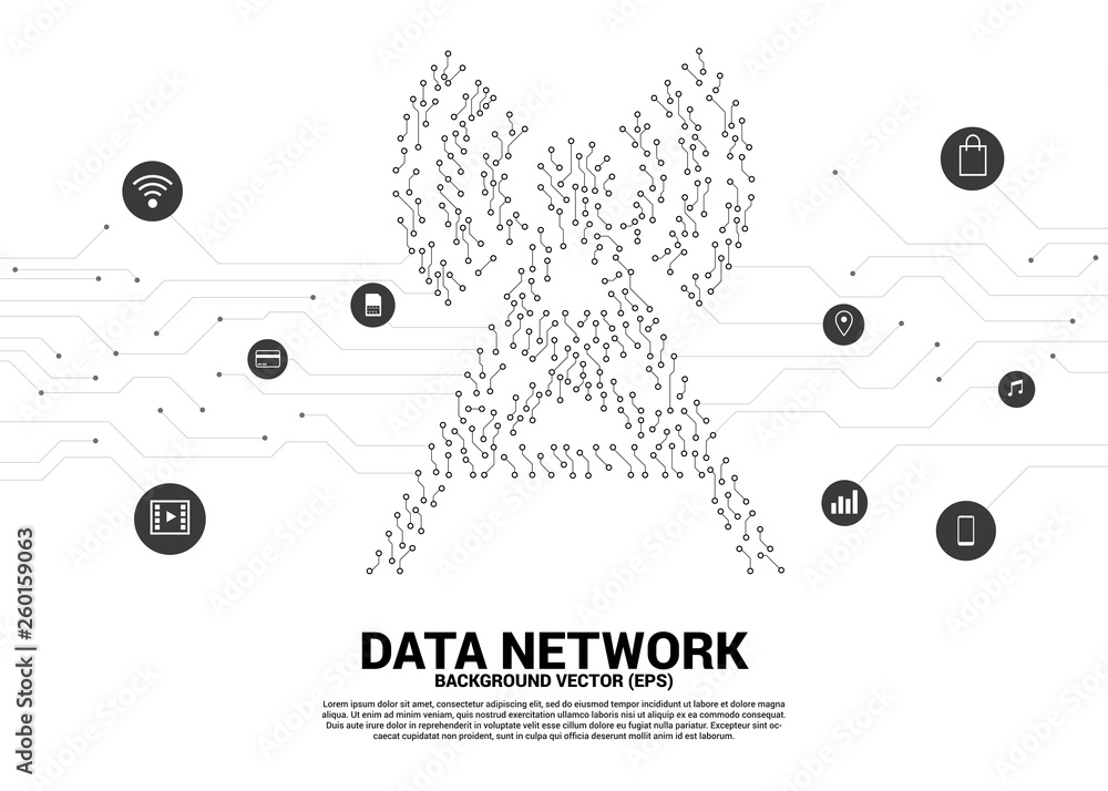 Aufkleber Vector antenna tower icon dot connect line circuit board style mobile data icon. Concept for data transfer of mobile and wi-fi data network.