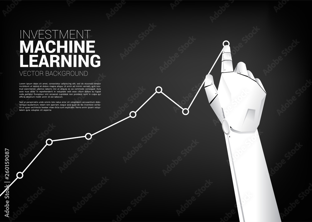 Poster robot hand move pull business graph higher. business concept for machine learning , a.i artificial i