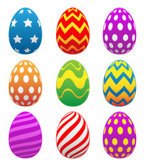 Colorful Painted Easter Eggs Isolated Vector Illustration