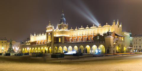 The magnificent Renaissance-era Cloth Hall in the Market square of Rynek Glowny in Krakow Poland,...