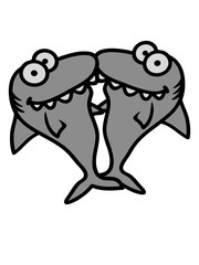 pärchen paar hai 2 freunde team liebe händchen halten lustig comic cartoon design gefährlich meer tauchen schwimmen clipart