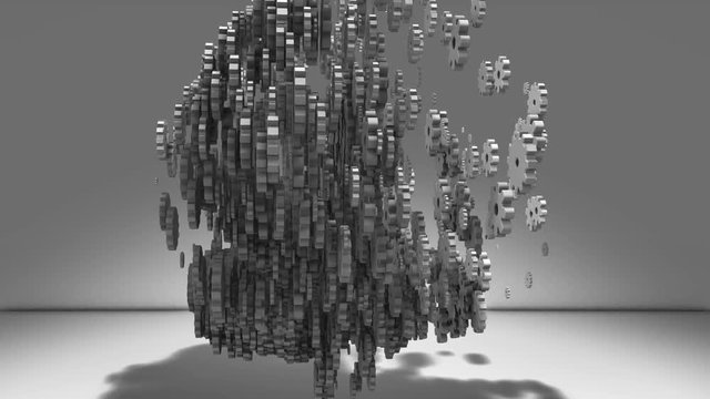 Human intelligence creativity thinking cogs spinning brain concept 3D render