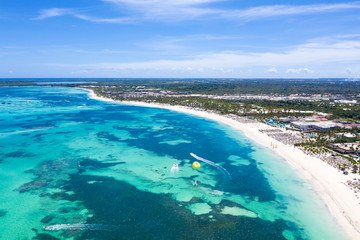 Fototapeta na wymiar Aerial view with caribbean beach of Atlantic ocean