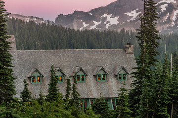 Historic Lodge with faint sunset