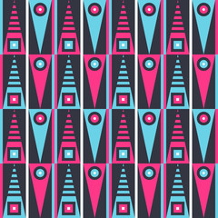 Retro style abstract geometric colored seamless pattern.
