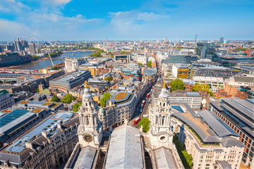 Fototapeta na wymiar View of London cityscape from the Golden Gallery of St. Paul's Cathedral
