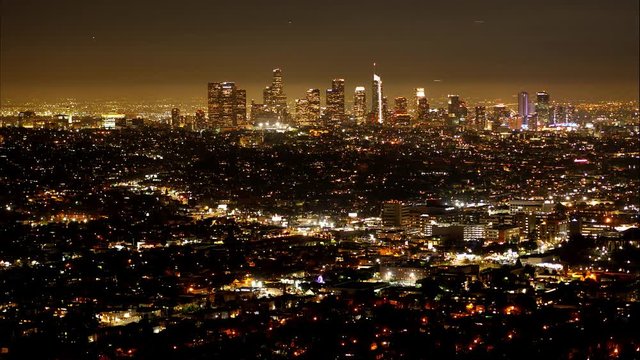 Time lapse of Los Angeles by night - aerial view - travel photography