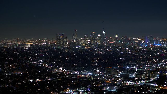 The citylights of Los Angeles by night - aerial view - travel photography