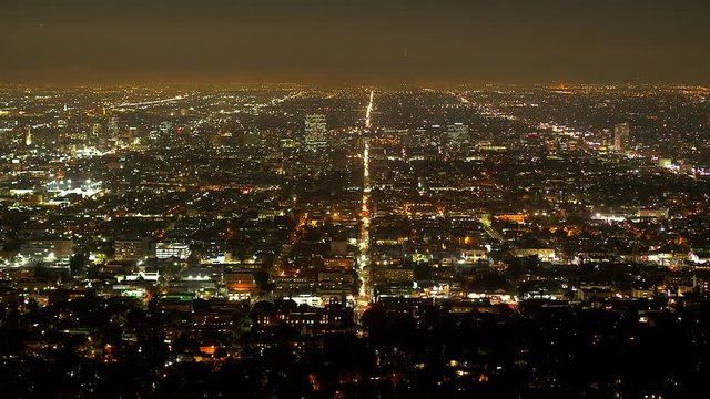 Los Angeles by night - aerial view from the Hollywood Hills - travel photography