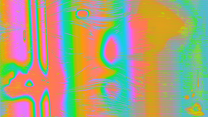 Template of a vector background with holographic neon colors with screen glitch VHS effect.  TV signal fail. Hipster style.