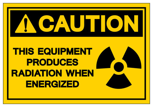 Caution equipment produces radiation when energized Symbol Sign,Vector Illustration, Isolate On White Background Label. EPS10