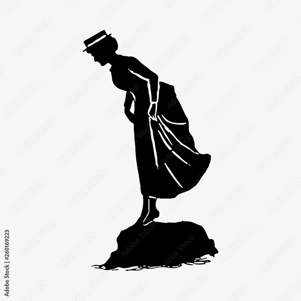 Sticker Lady in a dress silhouette