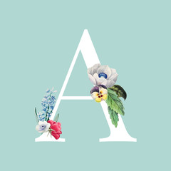Floral styled letter A typography