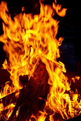 Burning firewood preparation of fire wood for the brazier with burning wood