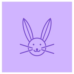 bunny icon on light violet background color.- vector