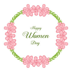 Vector illustration pattern art pink flower frame for template happy women day