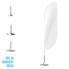 Realistic white banner flag 3d mockup. 