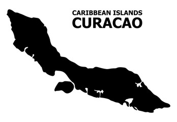 Vector Flat Map of Curacao Island with Caption - obrazy, fototapety, plakaty
