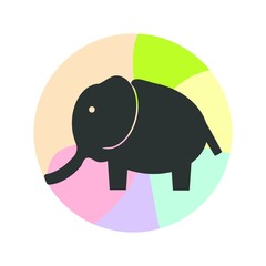 Elephant icon on circle multiple color background. - vector