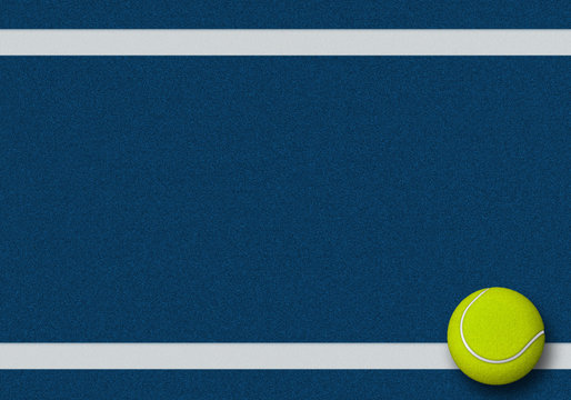 3d rendering of tennis ball in tennis court. Sport Background