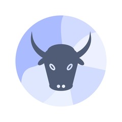 Bull icon on circle multiple color background. - vector
