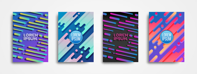 Set of four Minimal modern cover design with dynamic colorful gradients. Applicable for Covers, Posters, Flyer, and Banner Designs
