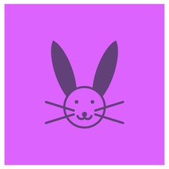 Simple bunny icon on purple background color.- vector