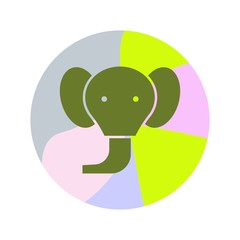 Elephant icon on multiple color circle background.- vector