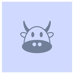Cow icon on light blue background color.- vector