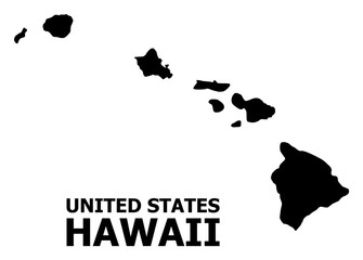 Vector Flat Map of Hawaii State with Caption