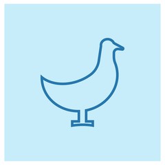 Bird icon in line style on light blue background color.- vector