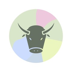 Bull icon on multiple color circle background color.- vector