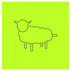 Sheep icon in line style with green background color.- vector