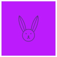 Bunny icon in line style with light purple background.- vector