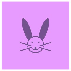 Rabbit icon. Bunny illustration in purple background color.- vector