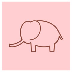Simple and cute Elephant icon in line style with background in color.- vector