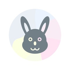 Simple and funny rabbit icon. Bunny illustration on circle pastel color background.- vector