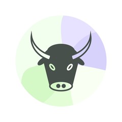 Simple bull icon with multiple color background color.- vector