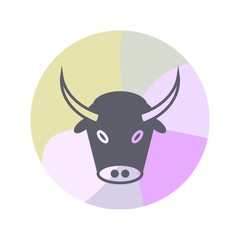 Bull icon, funny and simple on multiple color circle background. - vector