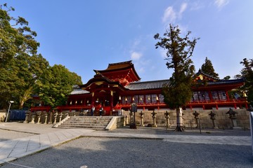 日本の奈良と京都の桜と寺の夕景