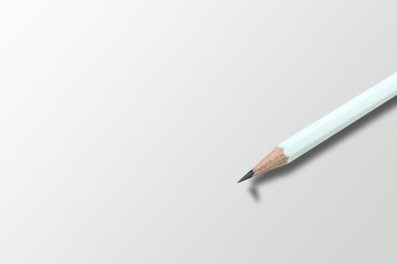 Business Idea Concept : White pencil on gray floor with shadow of broken head of sharp pencil.