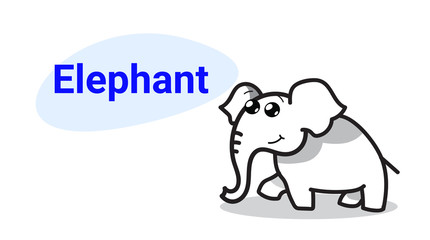 cute little elephant cartoon comic character kawaii hand drawn style funny animals for kids concept horizontal