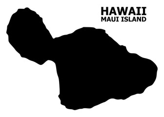 Vector Flat Map of Maui Island with Caption - obrazy, fototapety, plakaty