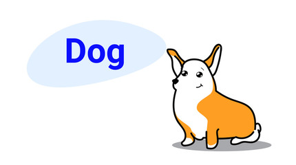 cute dog cartoon comic character with smiling face kawaii hand drawn style funny animals for kids concept horizontal