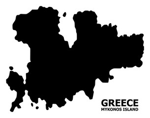 Vector Flat Map of Mykonos Island with Caption